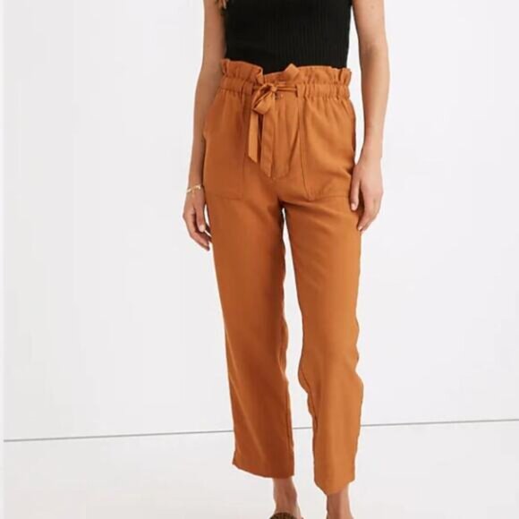 Madewell Gold Dunaway Paperbag Pants - Picture 2 of 14